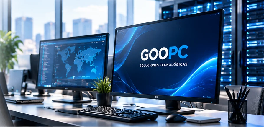 Estación de trabajo GOOPC con servidores y monitores